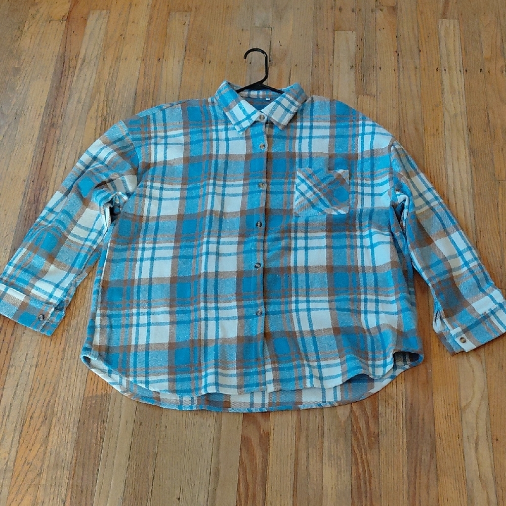 Blue and Brown Plaid Men's Shirt